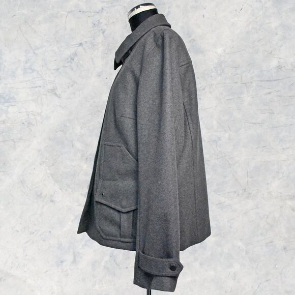 J Crew Gray Wool Blend Coat Hidden Placket Button Front Hip Length Women’s XL - Picture 5 of 7